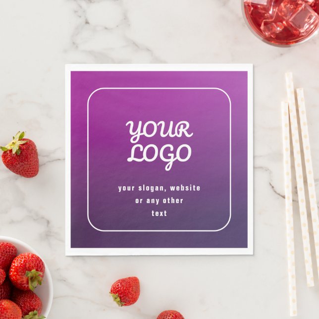 Your Logo & Stylish Light to Dark Purple Ombre Napkins (Insitu)
