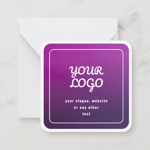Your Logo  Stylish Light to Dark Purple Ombre Note Card