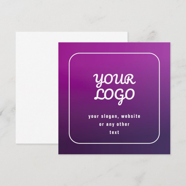 Your Logo & Stylish Light to Dark Purple Ombre Note Card (Front/Back)