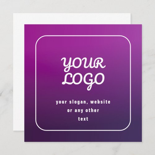 Your Logo  Stylish Light to Dark Purple Ombre Note Card