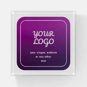 Your Logo & Stylish Light to Dark Purple Ombre Paperweight