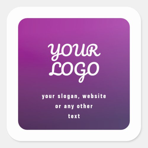 Your Logo  Stylish Light to Dark Purple Ombre Square Sticker