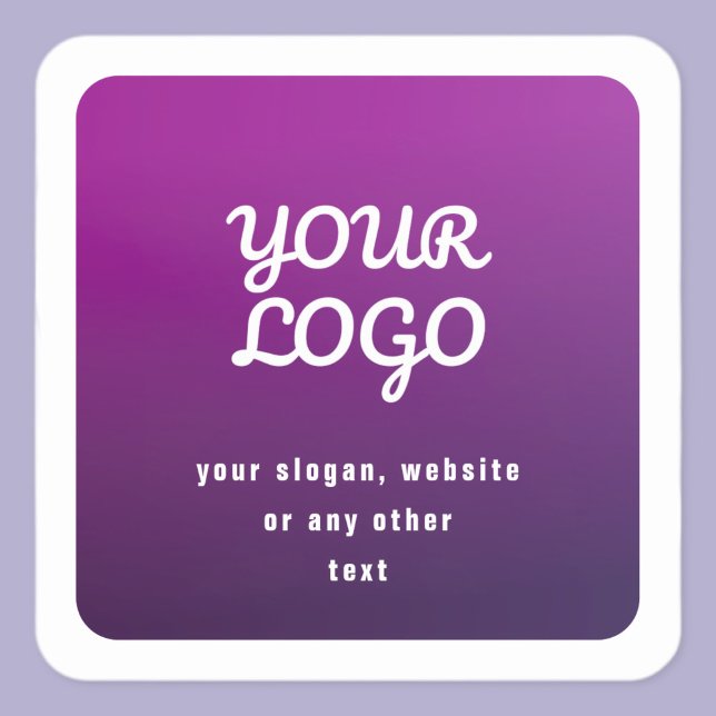 Your Logo & Stylish Light to Dark Purple Ombre Square Sticker (Creator Uploaded)