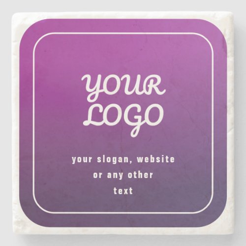 Your Logo  Stylish Light to Dark Purple Ombre Stone Coaster