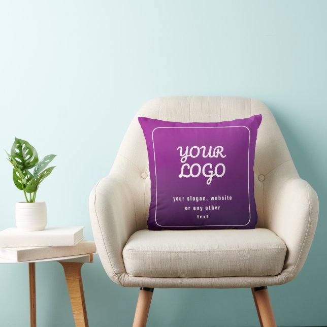 Your Logo & Stylish Light to Dark Purple Ombre Throw Pillow (Chair)