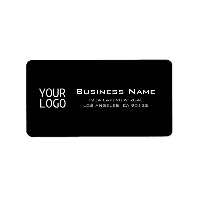 Your Logo Stylish Modern Black Return Address Label (Front)