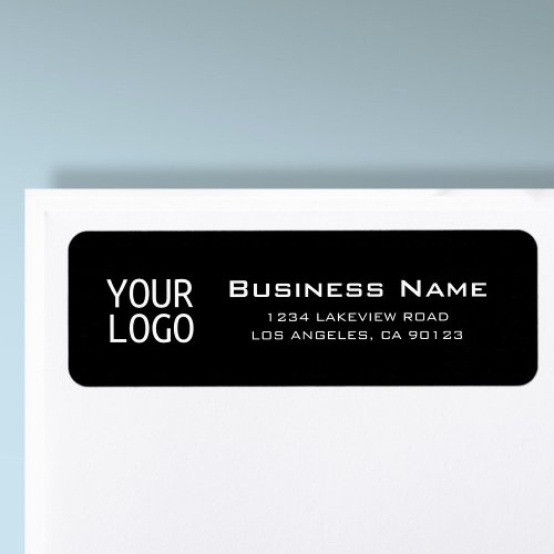 Your Logo Stylish Modern Black Return Address Label