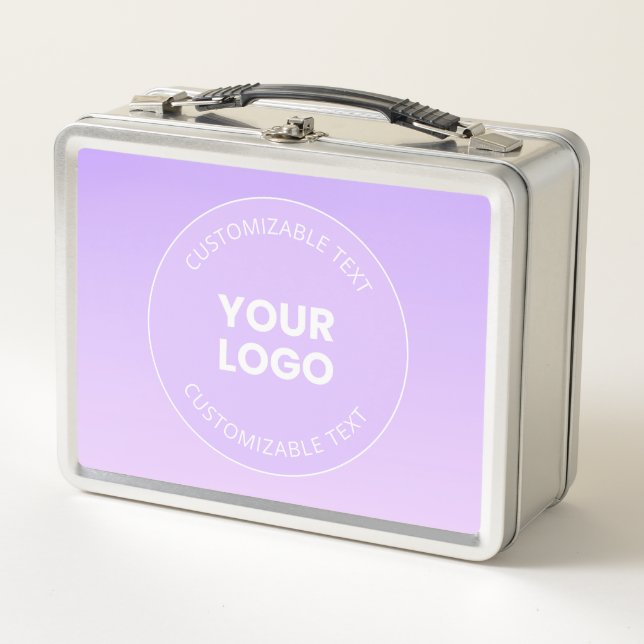 Your Logo | Subtle Lavender Ombre Gradient Metal Lunch Box (Front)