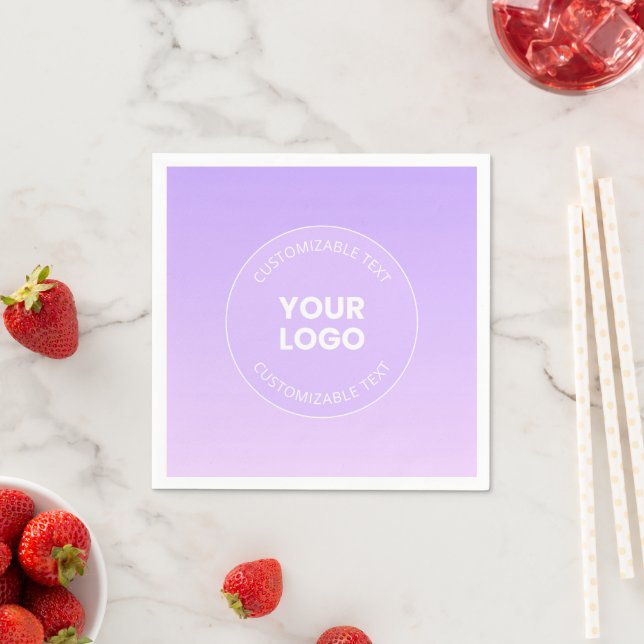 Your Logo | Subtle Lavender Ombre Gradient Napkins (Insitu)