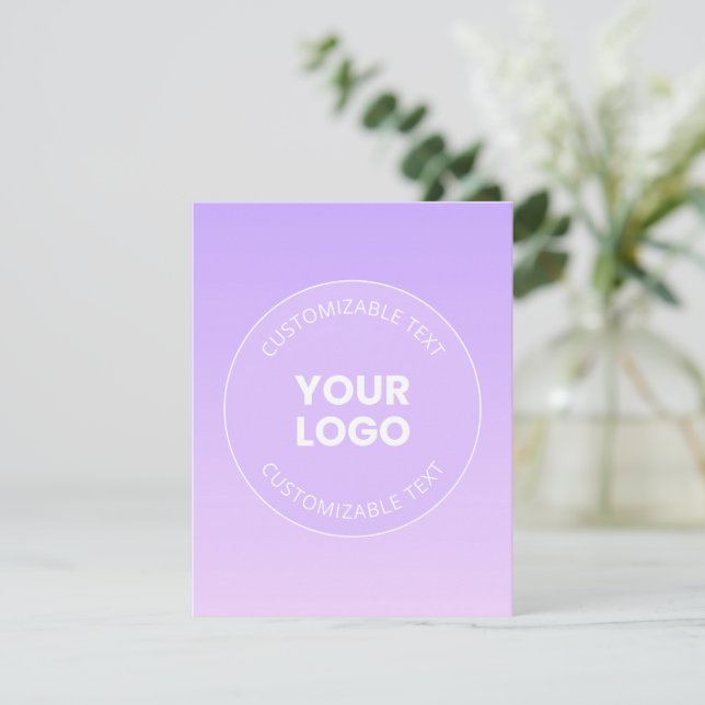 Your Logo | Subtle Lavender Ombre Gradient Note Card (Standing Front)
