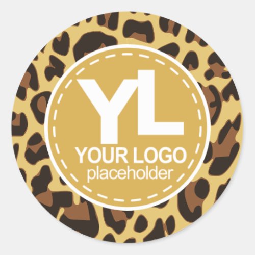 Your Logo Template Leopard Leo Rockabilly Pattern Classic Round Sticker
