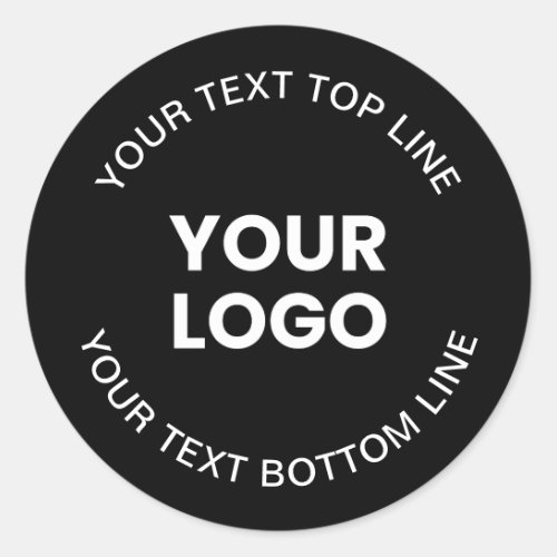 Your Logo  Text  Black Classic Round Sticker