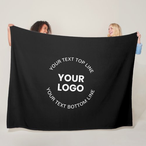Your Logo  Text  Black Fleece Blanket
