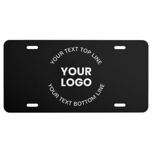 Your Logo  Text  Black License Plate