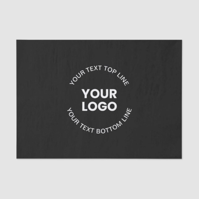 Your Logo & Text | Black Tissue Paper (Front)