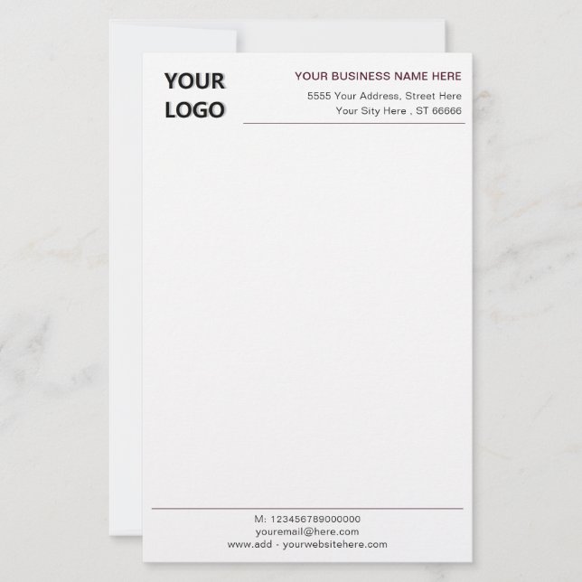 Your Logo Text Business Stationery Paper Template (Front)