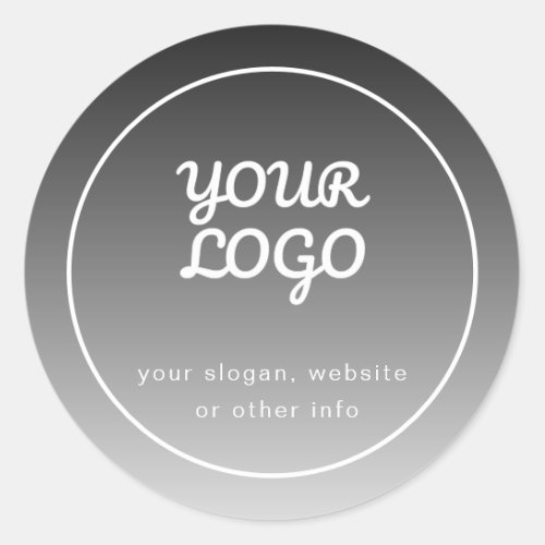 Your Logo  Text  Dark Grey Gradient Classic Round Sticker