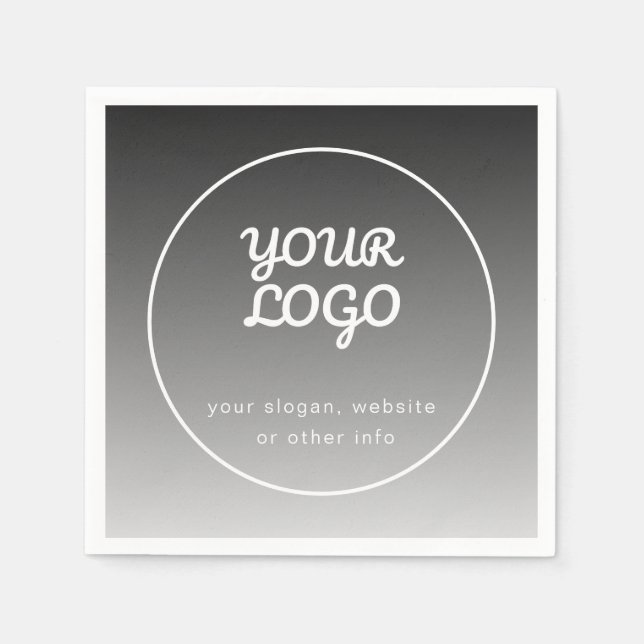 Your Logo & Text | Dark Grey Gradient Napkins (Front)