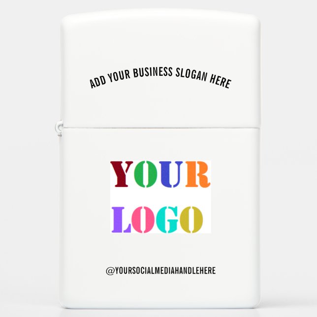 Your Logo Text Info Branded Zippo Lighter Example (Front)
