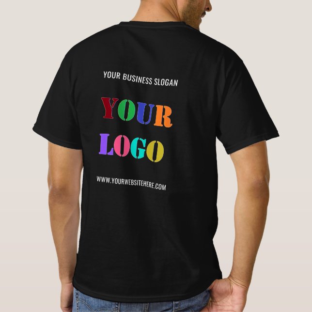 Your Logo Text Info Promotional Business T-Shirt (Back)