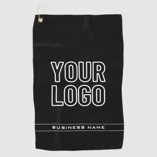 Your Logo  Text Modern Black  White Golf Towel