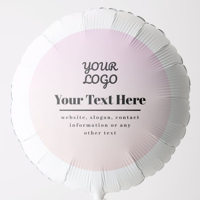 Your Logo & Text | Pink & Peach Ombre Balloon (Front)