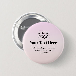 Your Logo & Text Pink & Peach Ombre Button