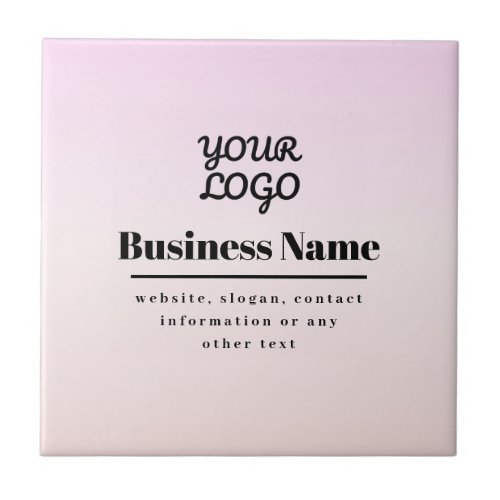 Your Logo &amp; Text | Pink &amp; Peach Ombre Ceramic Tile