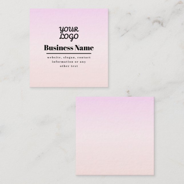 Your Logo & Text | Pink & Peach Ombre Enclosure Card (Front/Back)