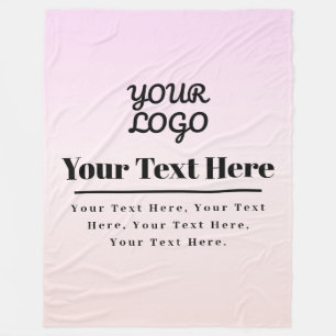 Your Logo & Text   Pink & Peach Ombre Fleece Blanket