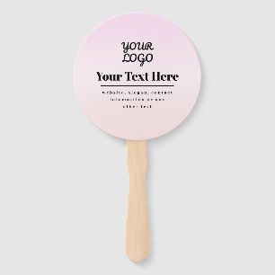 Your Logo & Text   Pink & Peach Ombre Hand Fan