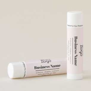 Your Logo & Text   Pink & Peach Ombre Lip Balm