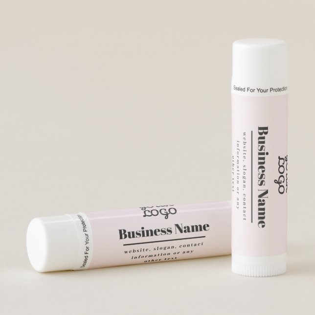 Your Logo & Text | Pink & Peach Ombre Lip Balm (Front)