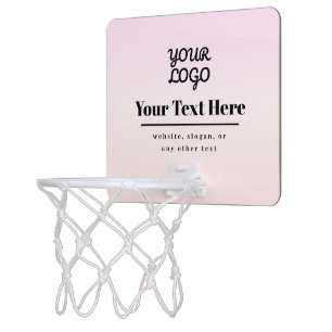 Your Logo & Text   Pink & Peach Ombre Mini Basketball Hoop