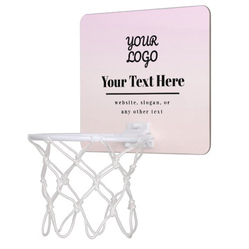 Your Logo & Text | Pink & Peach Ombre Mini Basketball Hoop