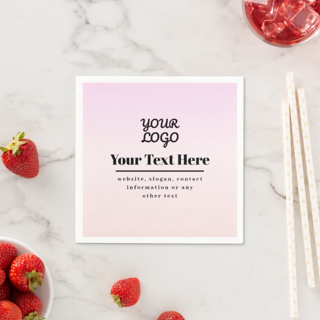 Your Logo & Text | Pink & Peach Ombre Napkins (Insitu)
