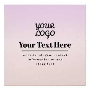 Your Logo & Text Pink & Peach Ombre Poster
