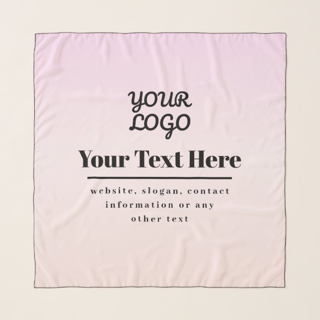 Your Logo & Text | Pink & Peach Ombre Scarf (Front)