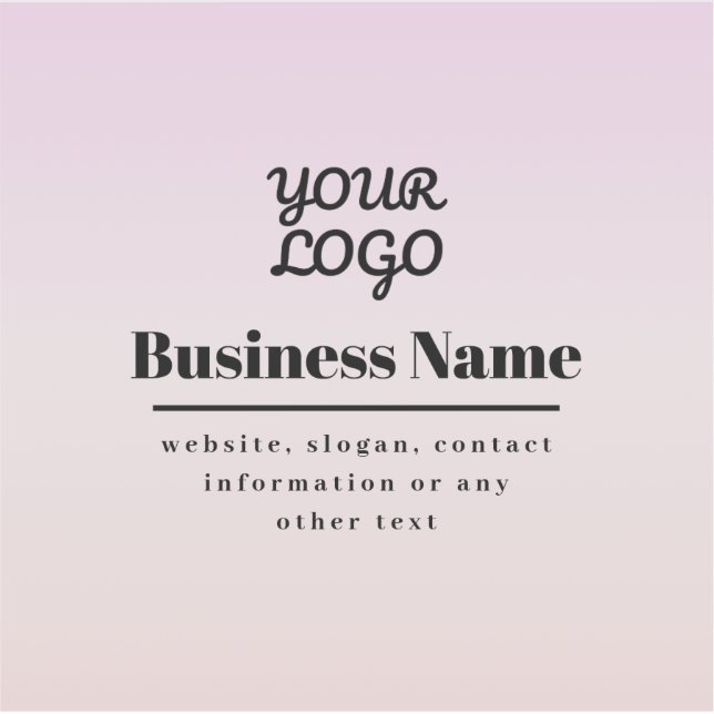 Your Logo & Text | Pink & Peach Ombre Sticker (Front)
