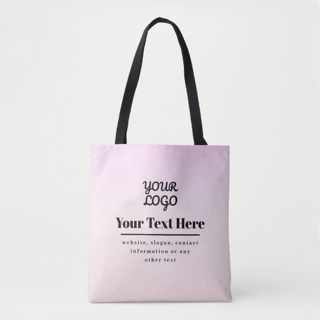 Your Logo & Text | Pink & Peach Ombre Tote Bag (Front)