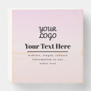 Your Logo & Text Pink & Peach Ombre Wooden Box Sign