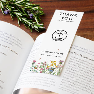 Your Logo Thank You For Your Business Wildflowers Bookmarks