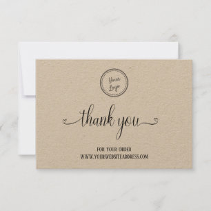 Your Logo Thank You For Your Order on Kraft Paper