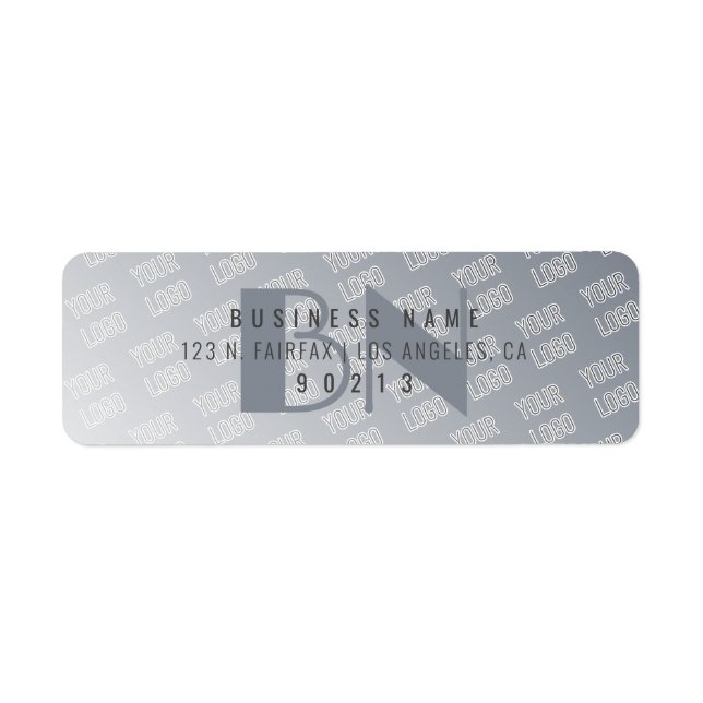Your Logo Tiled | Grey Gradient Return Address Label (Front)