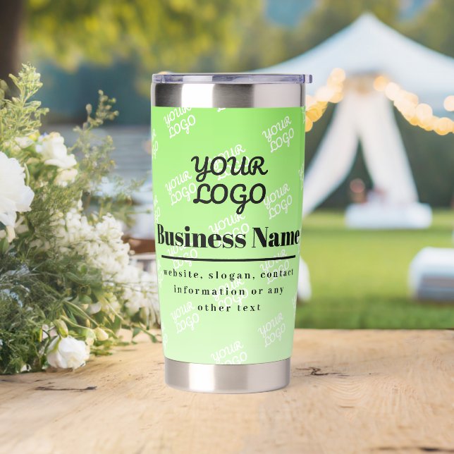 Your Logo + Tiled Logo Background & Editable Ombre Insulated Tumbler (Wedding)