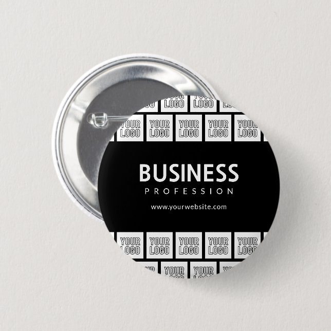 Your Logo Tiled Pattern & Editable Business Name  Button (Front & Back)