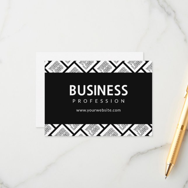 Your Logo Tiled Pattern & Editable Business Name  Enclosure Card (Front/Back In Situ)