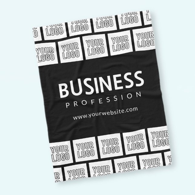 Your Logo Tiled Pattern & Editable Business Name  Fleece Blanket (Creator Uploaded)