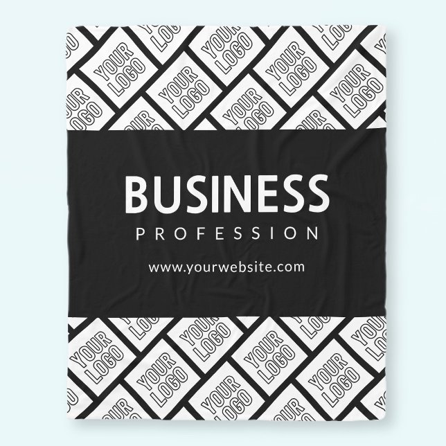 Your Logo Tiled Pattern & Editable Business Name  Fleece Blanket (Creator Uploaded)