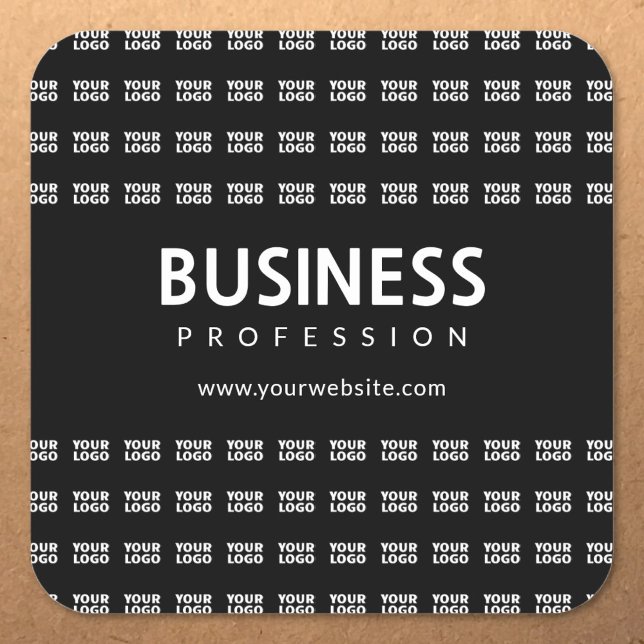 Your Logo Tiled Pattern & Editable Business Name  Square Sticker (Creator Uploaded)